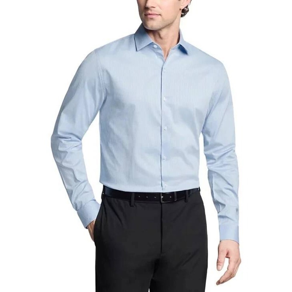 NWT Kenneth Cole Reaction Slim Fit Dress Shirt Men's XL Blue Flex Fabric Wicking